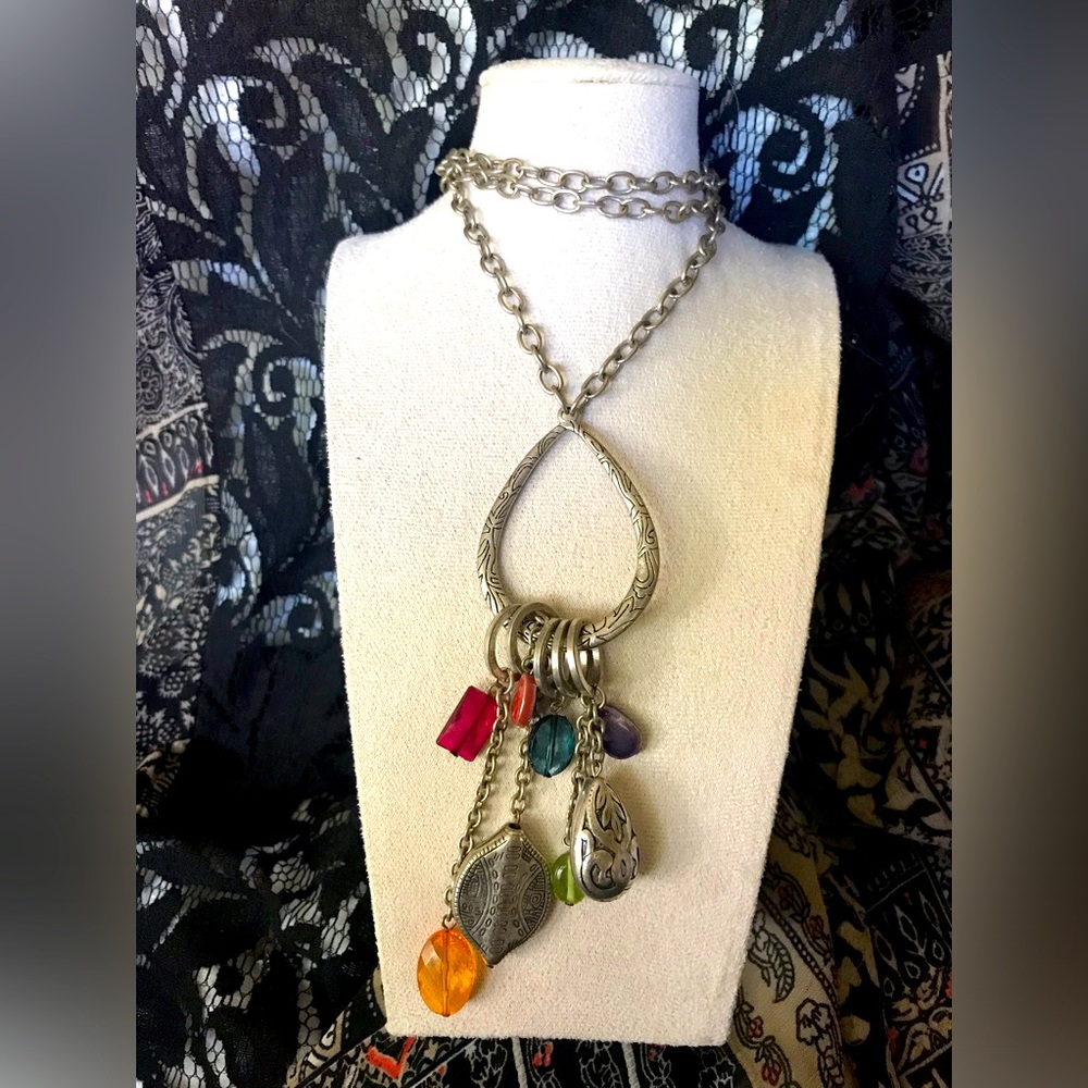 2 For $10. Boho Long Dangle Charms Necklace